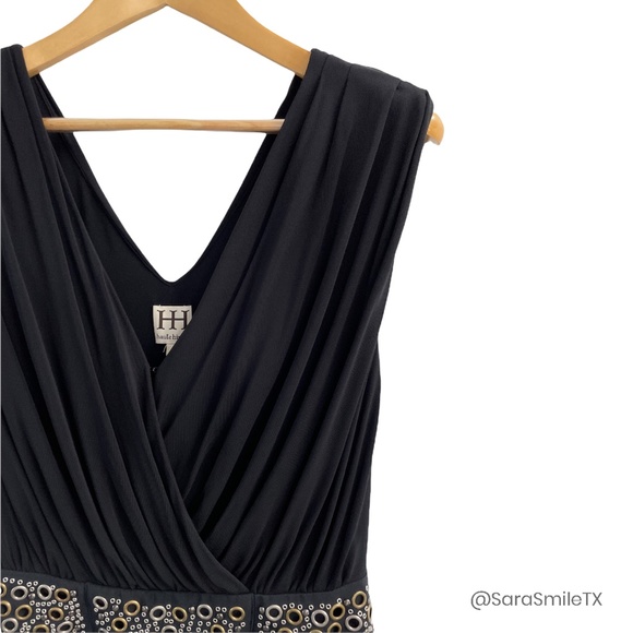 HAUTE HIPPIE Black Draped Crisscross Metal Grommet Mini Dress - Picture 10 of 12